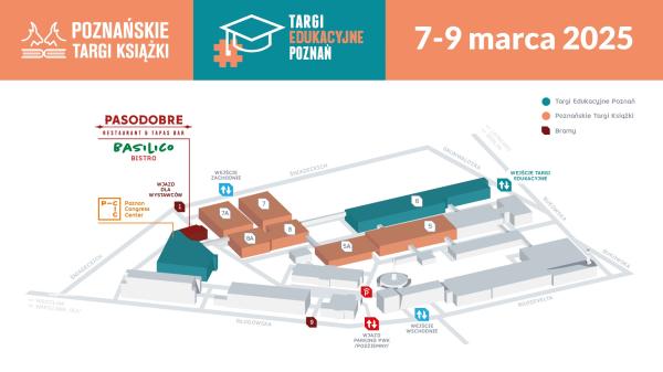 Mapa Międzynarodowych Targów Poznańskich z zaznaczeniem hal Targów Edukacyjnych- kliknij aby powiększyć